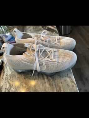 Nike Women's Cream Flyknit VaporMax Athletic Sneakers